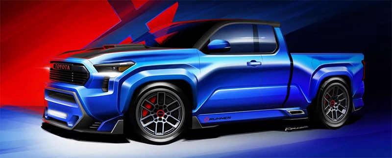 Toyota โชว์กระบะต้นแบบบ้าพลัง Toyota Tacoma X Runner 421 แรงม้า แต่งยกคันสไตล์ซิ่ง ในงาน SEMA 2023